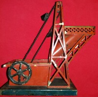 1920'S Antik BING NÉMET fém LEMEZ makett játék kavicsbánya lift kitermelő torony modell MŰKÖDIK