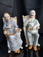 Arpo biszkvit, biscuit porcelán figura pár, 19 cm