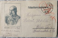 1917 FERENC JÓZSEF CSÁSZÁR MAGYAR KIRÁLY MEGÍRT TÁBORI LAP I VILÁGHÁBORÚ FRONT EREDETI, KORABELI
