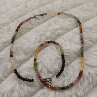 Turmalin többszinű fazettált gyönyörű nyaklánc 49cm