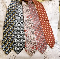 Selyem nyakkendők, 5db, vintage, geometrikus mintával