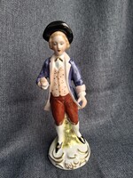 Lippelsdorf porcelán férfi figura, GDR, 16 cm