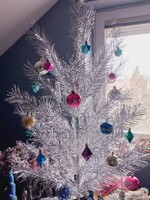 Retro orosz ezüst lametta műfenyő