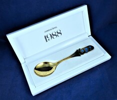 KURIÓZUM, ARANYOZOTT- ZOMÁNCOZOTT EZÜST KANÁL, NÉMET, 1988!!!