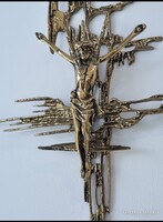 Salvador Dali ihlette hatalmas brutalista réz alkotás, kereszt, feszület - '70-es évek