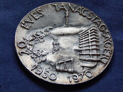 20 Éves Tanácstagságért 1950-1970 Zala Megye Tanácsa  - plakett, KS szignóval 75 mm