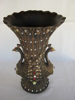 Díszes madaras pávás váza 30 cm