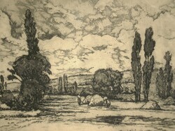 (N) Artner Ferenc (1904-1981) : Táj szénagyűjtőkkel