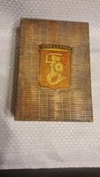 Vintage fa tükrös tároló doboz, borotvatartó ékszertartó
