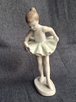 Hollóházi porcelán balerina figura, 14 cm