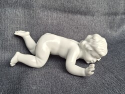 Unterweissbach porcelán gyerek, puttó figura, 14 cm