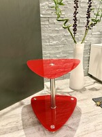  Modern design üveg mellékasztal – karakteres piros színben