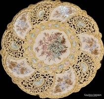 46 cm Hatalmas Áttört Zsolnay Falitál