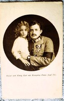 1916 IV. KÁROLY UTOLSÓ KORONÁS MAGYAR KIRÁLY + OTTÓ KORONA FŐHERCEG KORABELI EREDETI FOTÓLAP KÉP