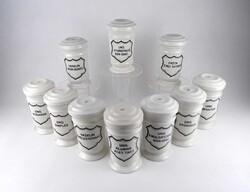 1Y944 Régi 10 darabos Zsolnay porcelán patika tégely csomag 16.7 cm
