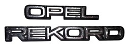 Vintage OPEL REKORD autó FÉM TÍPUS FELIRAT  jó állapotban - OPEL(15cm) REKORD(23 cm)
