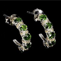 Eredeti orosz tsavorit gránát drágaköves fülbevaló sarga zafírokkal