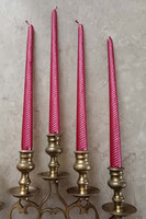 Dekorítív 4 db-os hosszú gyertya szett, selymes fényű piros 25 cm