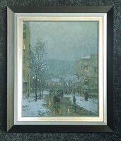 Halasi Horváth István (1904 - 1994) : Téli est Óbudán