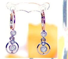 Antik 0.32 karát gyémánt arany fülbevaló platina foglalat.Tanúsítvánnyal