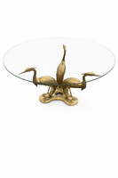 Hollywood Regency réz dohányzóasztal daru skulpturális motívummal, Willy Daro