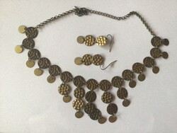 Antikolt réz avon szett, nyakék fülbevalóval eredeti dobozában