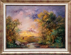 Orbán Csilla (1961-) : Alkonyat, keretezve 73x93 cm.