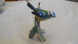 Geobel , cinege a fenyőágon , hibátlan , jó nevű porcelán  , sorszámozott  , 16 cm