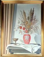 Mácsai István (1922 - 2005) : Csendélet sárkányos vázával