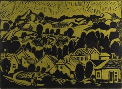 1Y992 Alexin Andor : "Mecsekalji részlet" 33.5 x 24 cm