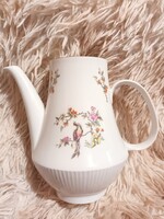 Ritka gyönyörű régi paradicsommadaras Colditz jelzett porcelán kiöntő