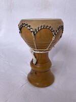 Tunéziai Tam Tam Dob Fa, bőr szép állapotban Vintage 15x9 cm