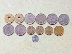 Spanyolország 13 db Különböző Érme 1,5,25 Pesetas 1977-1998