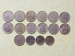 Belgium 16 db Különböző Érme 1 Frank Francs 1955-1998