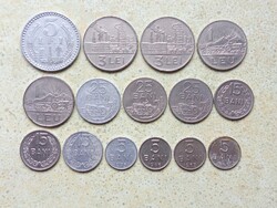 Románia 15 db Különböző Érme 5,15,25 Bani 1,3,5 Lej Lei 1960-1982