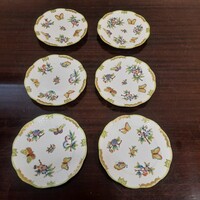 6 db Herendi Viktória mintás porcelán süteményes, desszertes tányér készlet VBO