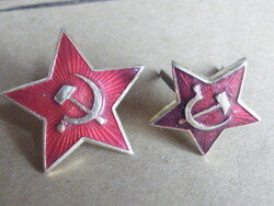 Régi szovjet (Vörös hadsereg, csillag) sapkajelvény 2 db két méretben