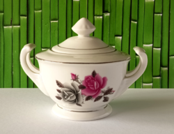 RÉGI SZÉP RÓZSÁS PORCELÁN CUKORTARTÓ