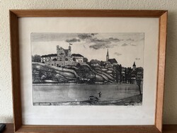 Gaál Domokos számozott rézkarc – Sárospatak