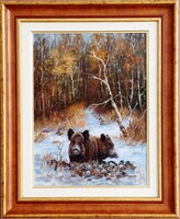 Kovrig Miklós – Téli erdei jelenet vaddisznókkal