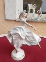 Nagy méretű Wallendorf balerína,táncos nő,, 33 x 24 cm,,Hibátlan,,minimál ár nélkül,,