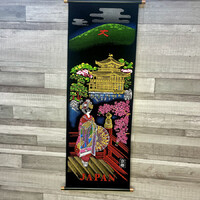 Japán falra akasztható falikép Kinkaku-ji templom képpel, Gésával