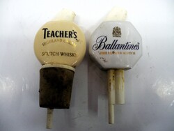 Vintage Porcelán Fejes Teacher's és Ballantines Whisky Bár Ital Kiöntők-Adagolók