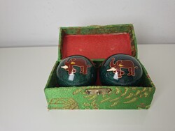 Zománcozott elefántos Chi kung zenélő golyó pár dobozában