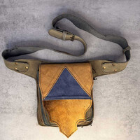 Velúr sárga-barna kék unisex övtáska állítható szíjjal