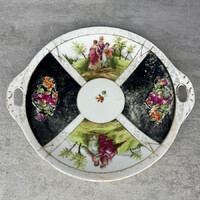 OEPIAG ROYAL: Carl Knoll szerű porcelán tálca aranyozott széllel