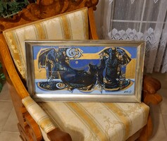 Xantus Gyula ragyogó képcsarnokos festménye! Sellő!