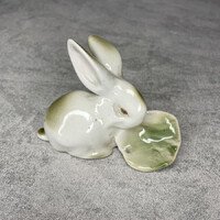 Zsolnay porcelán nyúl dísz káposztával