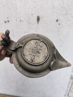 17. Szàzad végén készült ón kancsó korsó sörös jelzett,dàtummal a fedél . 1694 ! És monogram