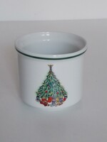 Vintage karácsonyi kis porcelán kaspó, pohár, karácsonyfa fenyő minta Noel from the house of Salem